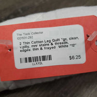 2 Thin Cotton Leg Quilt *gc, clean, v.pilly, mnr stains & threads, edges: thin & frayed

