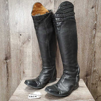 Square Toe Dress Boots, zips, Alligator tops & toes, 2 black plastic forms *vgc, clean, folded foot
