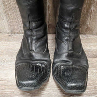 Square Toe Dress Boots, zips, Alligator tops & toes, 2 black plastic forms *vgc, clean, folded foot
