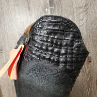 Square Toe Dress Boots, zips, Alligator tops & toes, 2 black plastic forms *vgc, clean, folded foot
