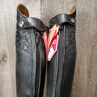 Square Toe Dress Boots, zips, Alligator tops & toes, 2 black plastic forms *vgc, clean, folded foot
