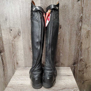 Square Toe Dress Boots, zips, Alligator tops & toes, 2 black plastic forms *vgc, clean, folded foot