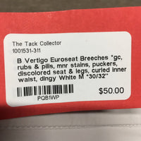 Euroseat Breeches *gc, rubs & pills, mnr stains, puckers, discolored seat & legs, curled inner waist, dingy
