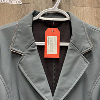 Light Technical Show Jacket, zipper & buttons, bling collar *vgc, seam puckers, cuffs: thin/rubbed edges
