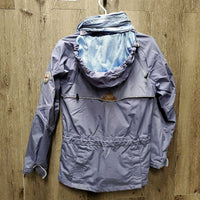 Rain Jacket, Detachable Collar Roll Up Hood, zip *gc, older, hairy velcro, mnr wpf, clean
