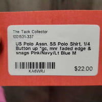 SS Polo Shirt, 1/4 Button up *gc, mnr faded edge & snags
