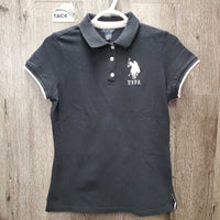 SS Polo Shirt, 1/4 Button up *vgc, mnr dirt?stain & hair, linty collar lining
