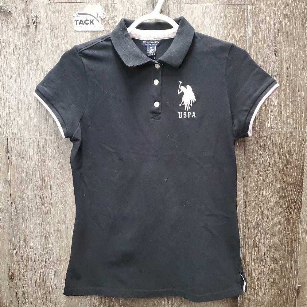 SS Polo Shirt, 1/4 Button up *vgc, mnr dirt?stain & hair, linty collar lining