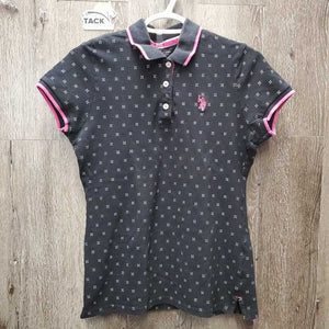 SS Polo Shirt, 1/4 Button up *gc, v.faded collar, pilly edges, pits, hair