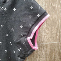 SS Polo Shirt, 1/4 Button up *gc, v.faded collar, pilly edges, pits, hair
