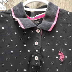 SS Polo Shirt, 1/4 Button up *gc, v.faded collar, pilly edges, pits, hair