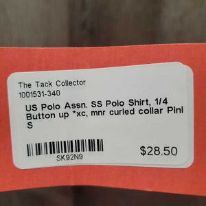 SS Polo Shirt, 1/4 Button up *xc, mnr curled collar