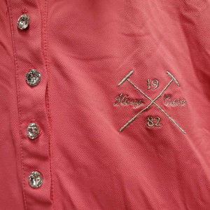 SS Polo Show Shirt, 1/2 Button Up, Bling Buttons *vgc, mnr creased inner collar & puckered collar