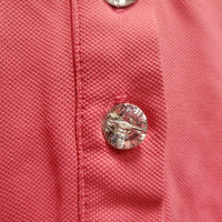 SS Polo Show Shirt, 1/2 Button Up, Bling Buttons *vgc, mnr creased inner collar & puckered collar
