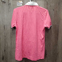 SS Polo Show Shirt, 1/2 Button Up, Bling Buttons *vgc, mnr creased inner collar & puckered collar
