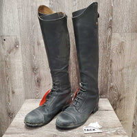 JUNIORS Field Boots, Zips *gc/fair, v.dirty, rubs, glued toe-R, seams: torn & curled, thin spots
