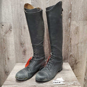 JUNIORS Field Boots, Zips *gc/fair, v.dirty, rubs, glued toe-R, seams: torn & curled, thin spots