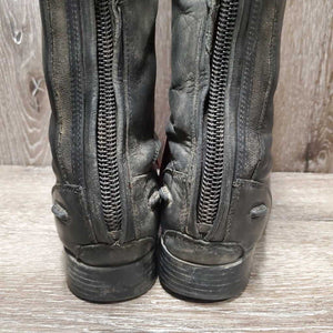 JUNIORS Field Boots, Zips *gc/fair, v.dirty, rubs, glued toe-R, seams: torn & curled, thin spots