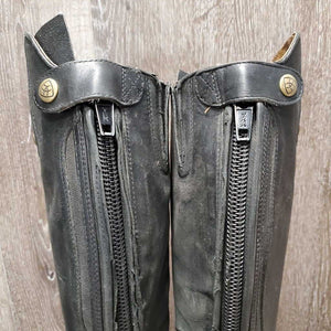 JUNIORS Field Boots, Zips *gc/fair, v.dirty, rubs, glued toe-R, seams: torn & curled, thin spots