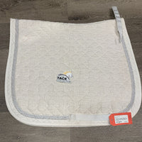 Quilt Dressage Saddle Pad, 2x Piping *gc, puckers, stains, rubs, mnr pills, threads, dingy
