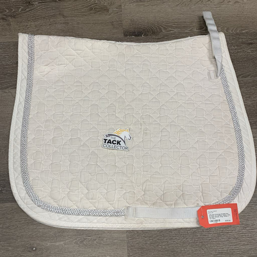 Quilt Dressage Saddle Pad, 2x Piping *gc, puckers, stains, rubs, mnr pills, threads, dingy