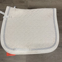 Quilt Dressage Saddle Pad, 2x Piping *gc, puckers, stains, rubs, mnr pills, threads, dingy
