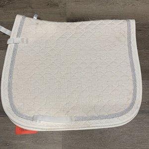 Quilt Dressage Saddle Pad, 2x Piping *gc, puckers, stains, rubs, mnr pills, threads, dingy