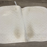 Quilt Dressage Saddle Pad, 2x Piping *gc, puckers, stains, rubs, mnr pills, threads, dingy
