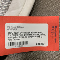 Quilt Dressage Saddle Pad, 2x Piping *gc, puckers, stains, rubs, mnr pills, threads, dingy
