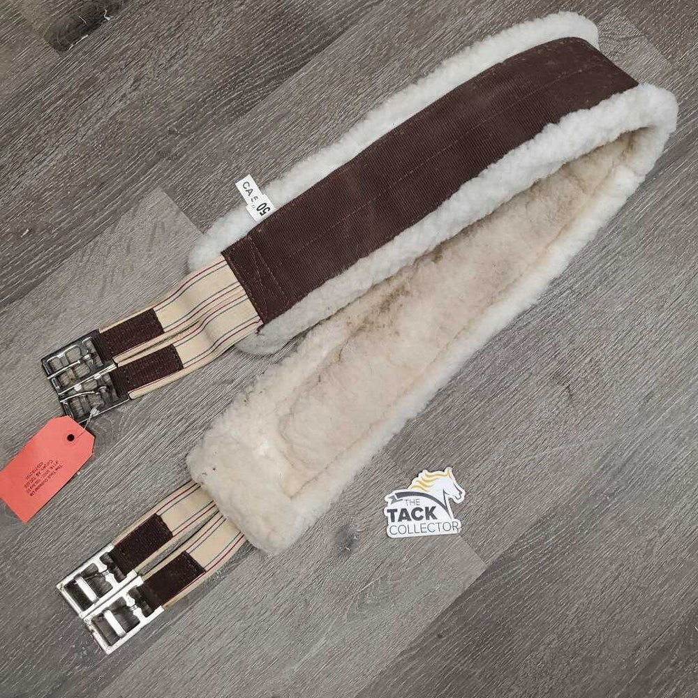 Nylon Web & Fleece Girth, 2x els, D Ring *gc, rubs, flattened, clumpy, mnr stretched elastic, rust, dirty & stains