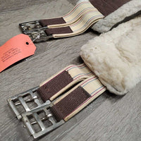Nylon Web & Fleece Girth, 2x els, D Ring *gc, rubs, flattened, clumpy, mnr stretched elastic, rust, dirty & stains
