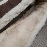 Nylon Web & Fleece Girth, 2x els, D Ring *gc, rubs, flattened, clumpy, mnr stretched elastic, rust, dirty & stains
