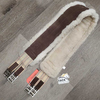 Nylon Web & Fleece Girth, 2x els, D Ring *gc, rubs, flattened, clumpy, mnr stretched elastic, rust, dirty & stains
