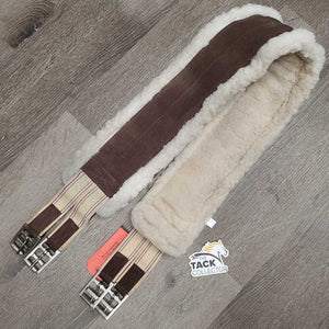 Nylon Web & Fleece Girth, 2x els, D Ring *gc, rubs, flattened, clumpy, mnr stretched elastic, rust, dirty & stains
