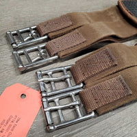 Nylon Web & Neoprene Girth, velcro liner, 2x els, dring *gc, clean, residue, stains
