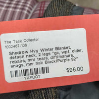 Hvy Winter Blanket, detach neck, 2 legs *gc, wpf, older, repairs, mnr tears, dirt/manure, snags, mnr hair
