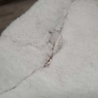 Fleece Half Pad, rolled edge *gc, dingy, stains, hair, clumpy, stiff, exposed seams
