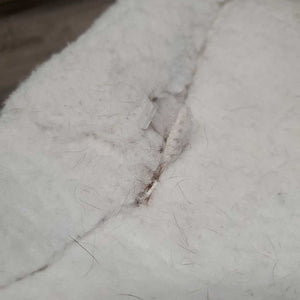 Fleece Half Pad, rolled edge *gc, dingy, stains, hair, clumpy, stiff, exposed seams