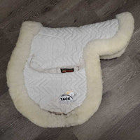 Fitted Sheepskin Hunter Saddle Pad, rolled edge *gc, older, pilly, dingy, mnr hair, stains, mnr thin edges
