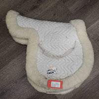 Fitted Sheepskin Hunter Saddle Pad, rolled edge *gc, older, pilly, dingy, mnr hair, stains, mnr thin edges
