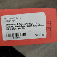 4 Stretchy Nylon Leg Wraps, mesh bag *new, tag
