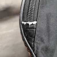 Baker Blanket Saddle Carry - Storage Bag, Fleece Lined, zip, Shoulder Strap *gc, clean, unstitched D Ring, snags, rubbed/thin edges, older