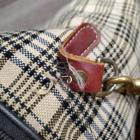 Baker Blanket Saddle Carry - Storage Bag, Fleece Lined, zip, Shoulder Strap *gc, clean, unstitched D Ring, snags, rubbed/thin edges, older
