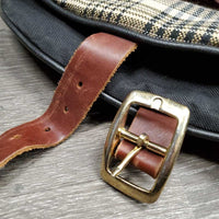 Baker Blanket Saddle Carry - Storage Bag, Fleece Lined, zip, Shoulder Strap *gc, clean, unstitched D Ring, snags, rubbed/thin edges, older
