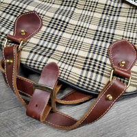 Baker Blanket Saddle Carry - Storage Bag, Fleece Lined, zip, Shoulder Strap *gc, clean, unstitched D Ring, snags, rubbed/thin edges, older
