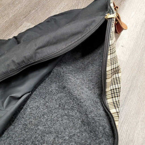 Baker Blanket Saddle Carry - Storage Bag, Fleece Lined, zip, Shoulder Strap *gc, clean, unstitched D Ring, snags, rubbed/thin edges, older