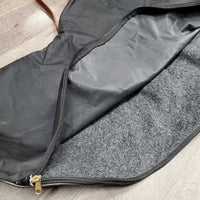 Baker Blanket Saddle Carry - Storage Bag, Fleece Lined, zip, Shoulder Strap *gc, clean, unstitched D Ring, snags, rubbed/thin edges, older
