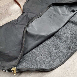 Baker Blanket Saddle Carry - Storage Bag, Fleece Lined, zip, Shoulder Strap *gc, clean, unstitched D Ring, snags, rubbed/thin edges, older