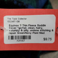 Thin Fleece Saddle Cover *gc/fair, clean, hairy, v.clumpy & pilly, undone stitching & repair
