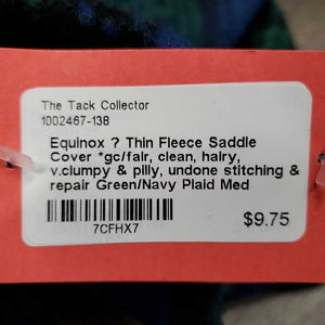 Thin Fleece Saddle Cover *gc/fair, clean, hairy, v.clumpy & pilly, undone stitching & repair
